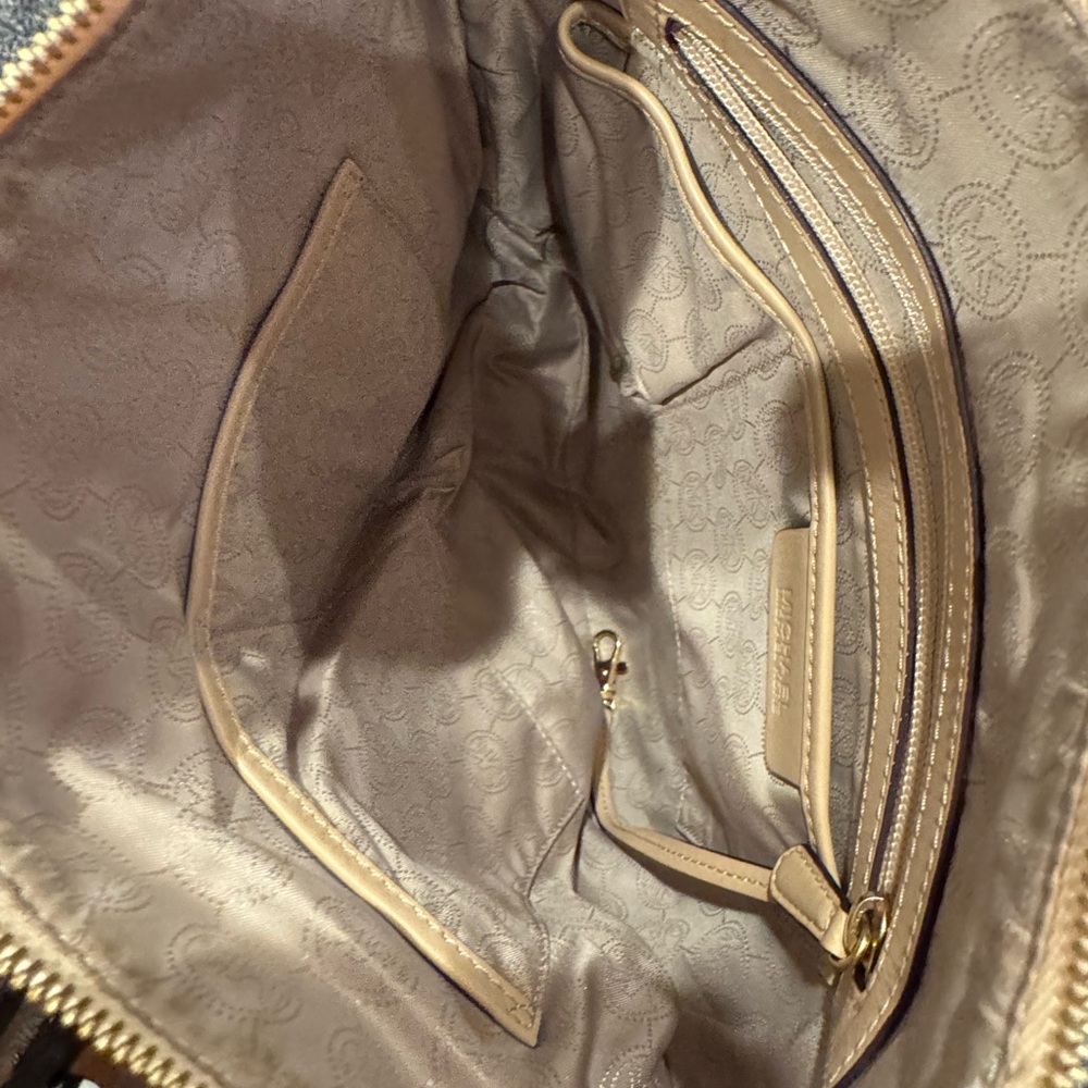Michael Kors Brown and Tan Shoulder Bag with Monogram Print - Picture 9 of 9